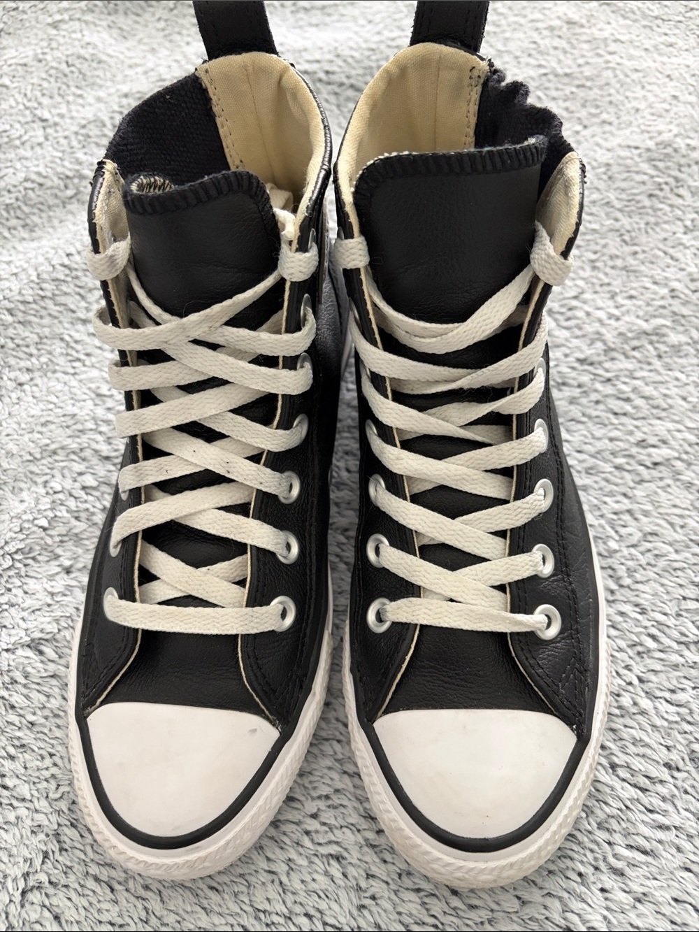Converse Black High-Top LEATHER All Star Sneakers with White Soles